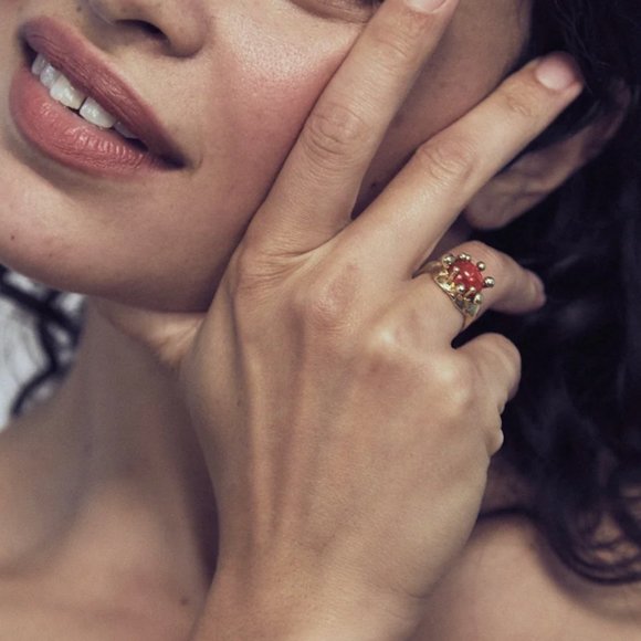 NEW Mondo Mondo Atrium Ring - sterling silver and orange - Picture 2 of 3